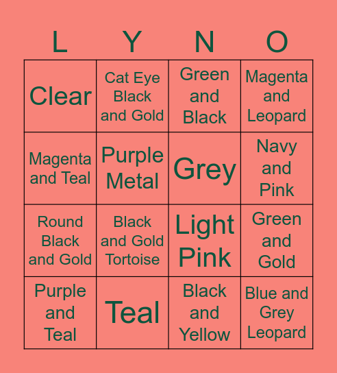 Lyn Glasses Bingo Card