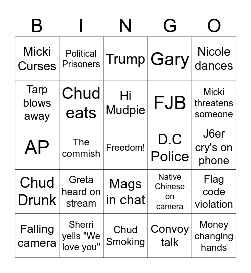"FreeDumb Corner" Bingo Card