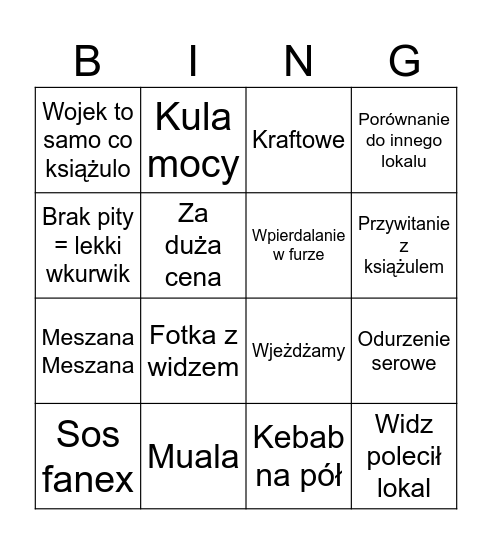 Książulo xd Bingo Card