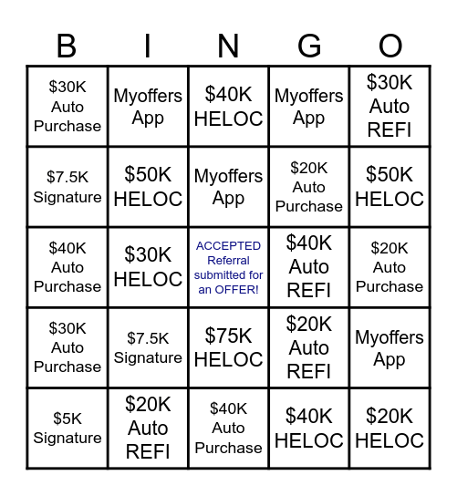 My Offers BINGO! ES Bingo Card