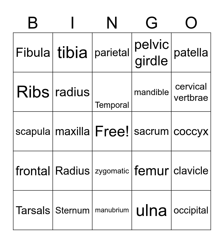 Bone Bingo Card