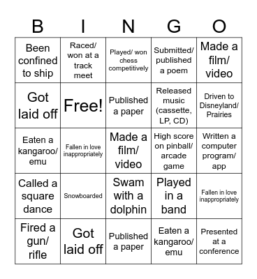 Untitled Bingo Card