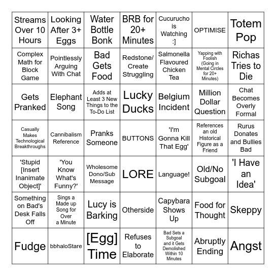 BadBoyHalo 7x7 Bingo Card