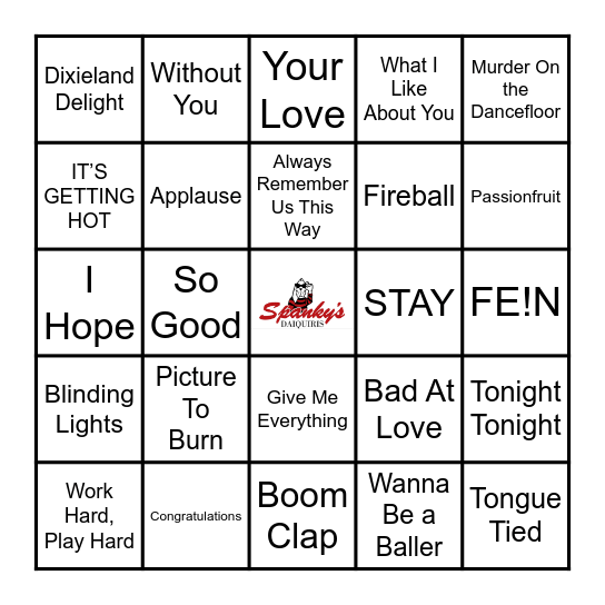 Spanky's Music Bingo 1/23/24 Bingo Card