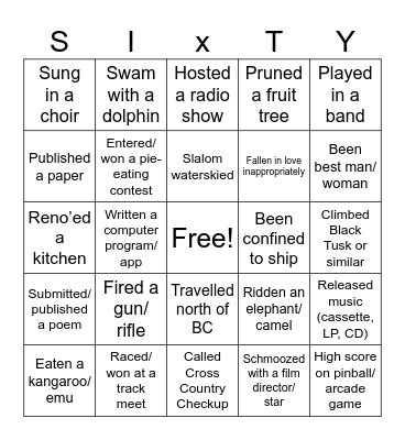 Mike's 60th Bingo Card