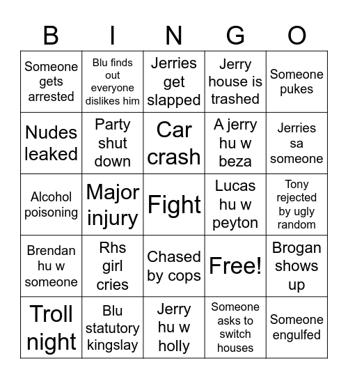 Beach week bingo Card