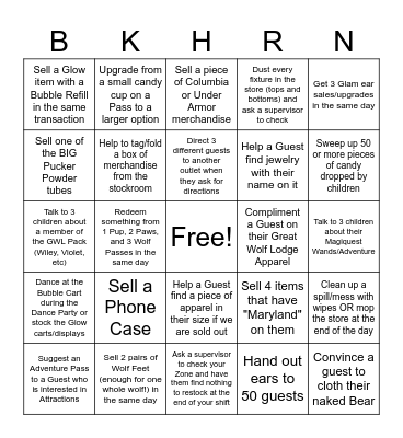 Buckhorn Bingo Card