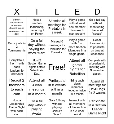 Sobi's Bingo Card Bingo Card