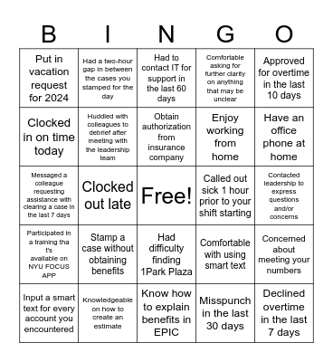 PCC IC FCA OV RADIOLOGY Bingo Card