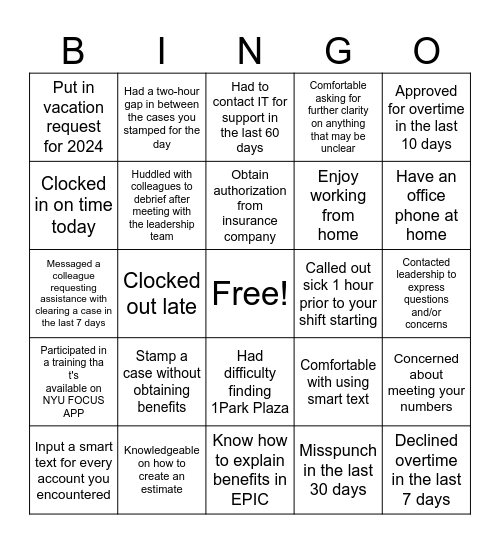 PCC IC FCA OV RADIOLOGY Bingo Card