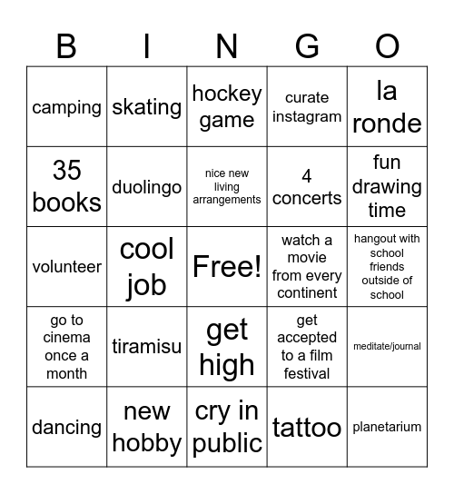 2024 alexanne goals Bingo Card