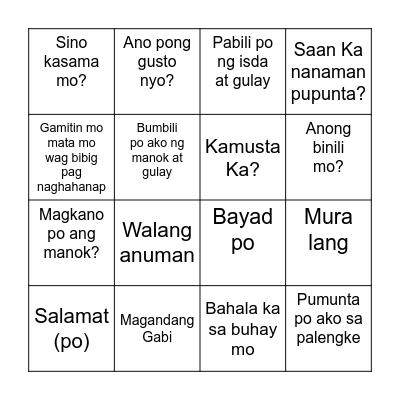 LANGUAGE WOOFSHOP Bingo Card