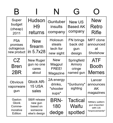 SHOTSHOW 2024 BINGO Card