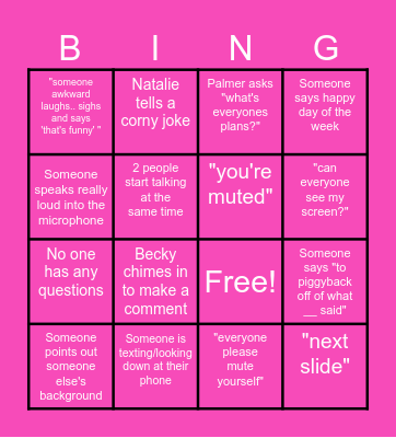 Town Hall Valentines BINGO Card