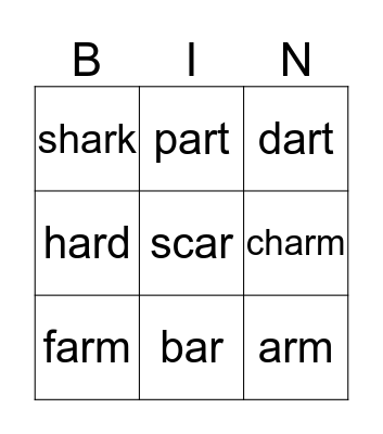 AR Bingo Card