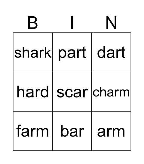 AR Bingo Card