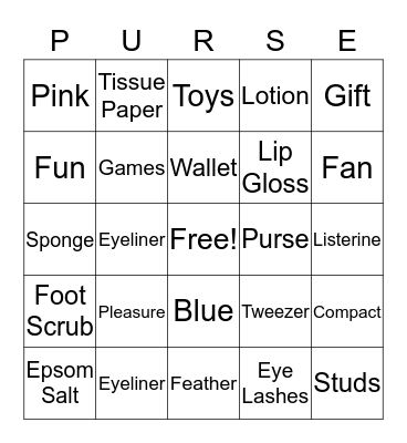 Pleasure Purse Bingo Card