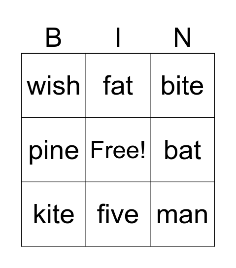 I, A short and long Bingo Card