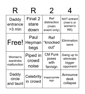 Royal Rumble 2024 Bingo Card