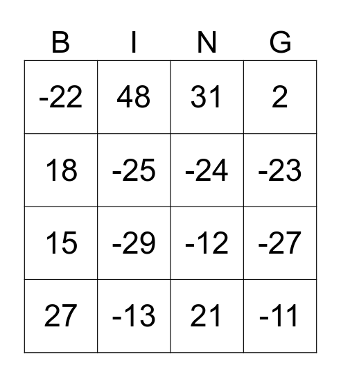 Number Bingo 1-75 Bingo Card
