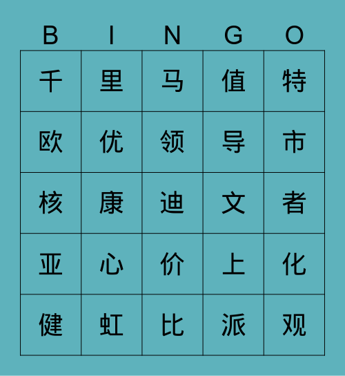 亚虹医药 Bingo Card