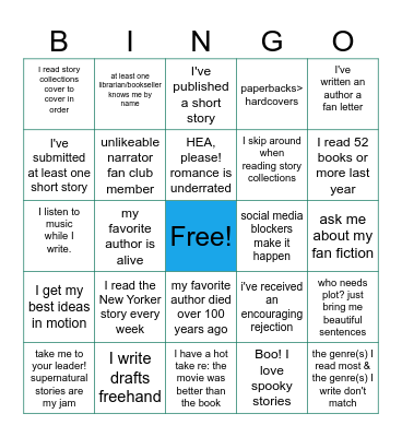 short story ice breaker bingo, spring 2024 Bingo Card