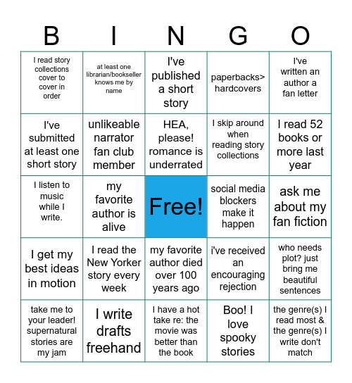 short story ice breaker bingo, spring 2024 Bingo Card