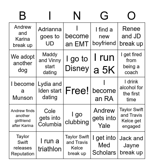 Angeline's 2024 Bingo Card Bingo Card