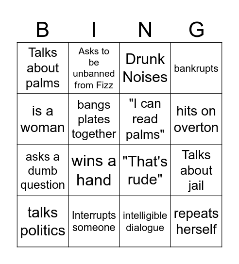 crackhead bingo Card