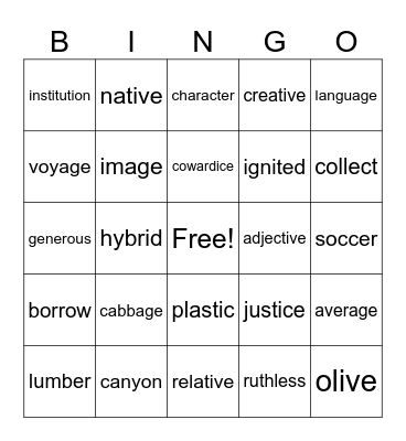 Untitled Bingo Card