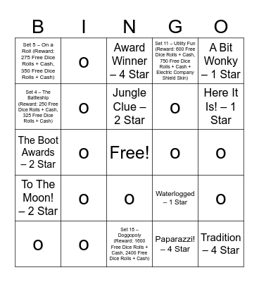Monopoly Go Bingo Card