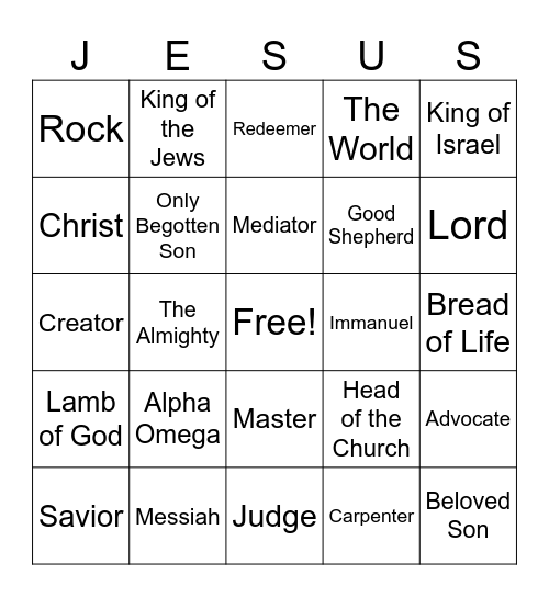 catholic bingo Card