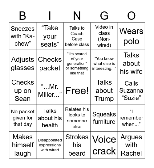 Tusing Bingo Card