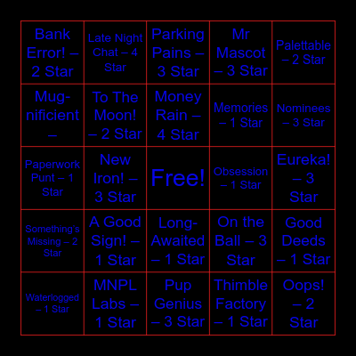 MONOPOLY GO Bingo Card