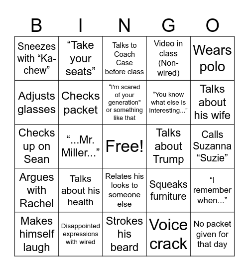 Tusing Bingo Card