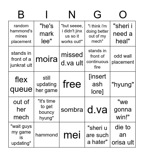ashley bingo Card