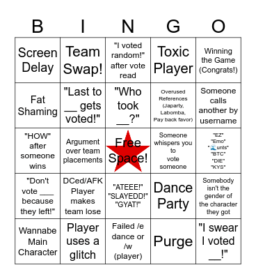 Total Roblox Drama Bingo (Expedition/Movies) (Vid Safe) Bingo Card