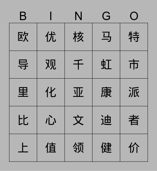 亚虹医药 Bingo Card