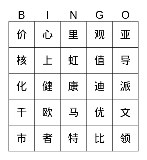 亚虹医药 Bingo Card