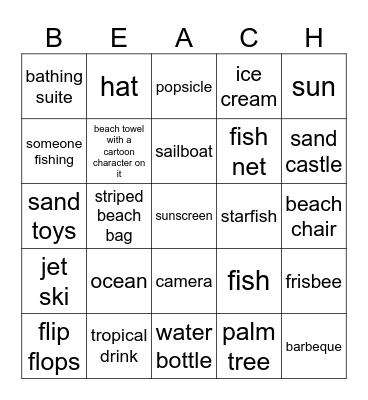 Beach Bingo Card