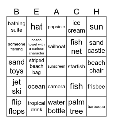 Beach Bingo Card