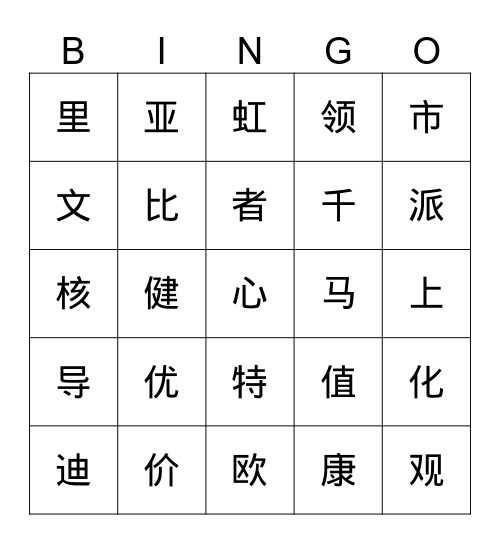 亚虹医药 Bingo Card