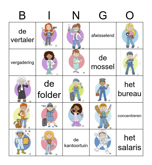 beroep en werk Bingo Card