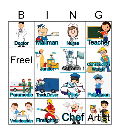 Different Types of Jobs Bingo Card