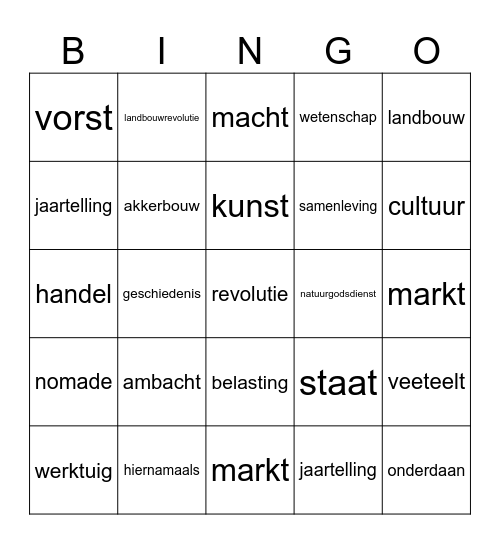 Jagers & boeren Bingo Card