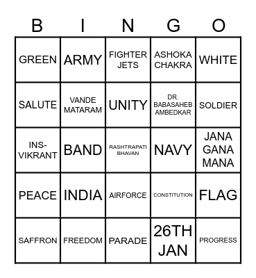 REPUBLIC DAY BINGO! Bingo Card