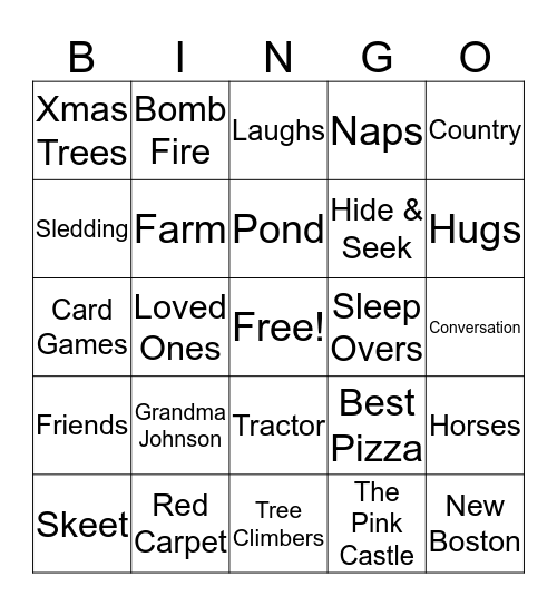 FAMILY FUN!!! Bingo Card