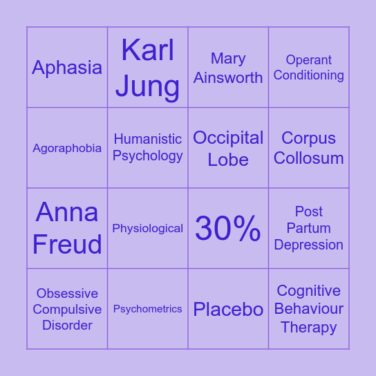 Psychology Bingo! Bingo Card