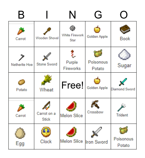 Minecraft Bingo Card