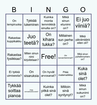 find someone who... Bingo Card
